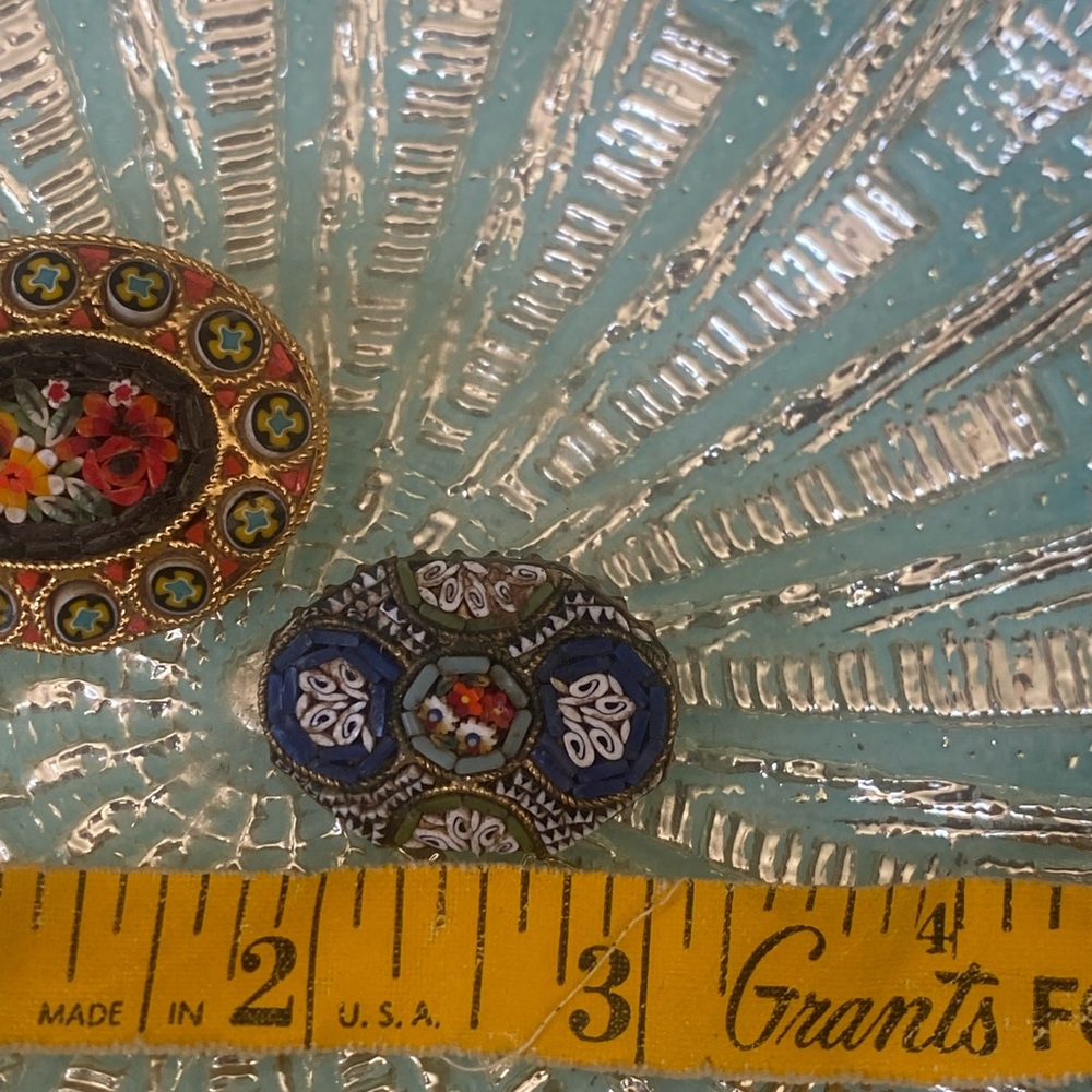 Vintage Italy Micromosaic Brooch Flower Brooches Millefiori Jewelry Lot of 2 - Picture 4 of 16